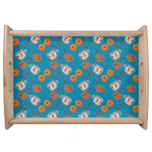 Cookies, buns: blue background pattern serving tray