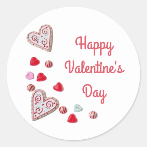 Cookies Candy Hearts Happy Valentines Day Classic Round Sticker