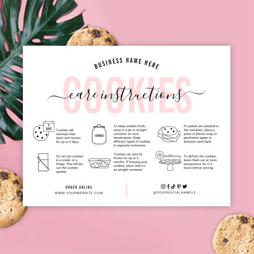 Cookies Care Card Pink Aesthetic Modern Script