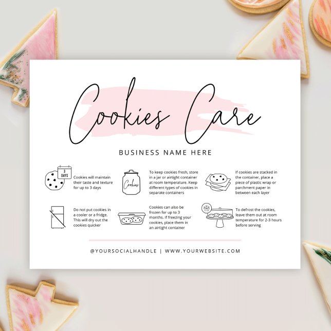 Cookies Care Guide Bakery Instructions Feminine Thank You Card (Creator Uploaded)