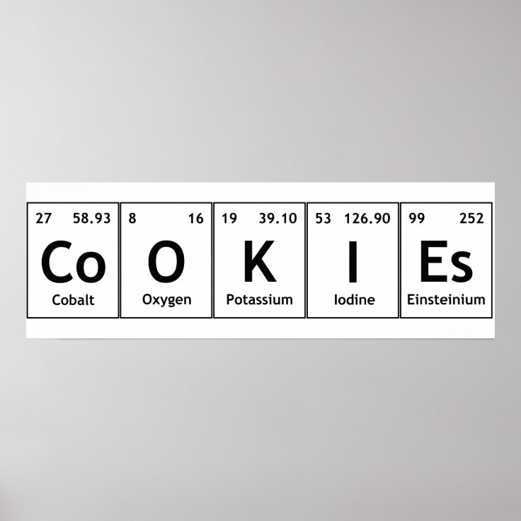 CoOKIEs Chemistry Periodic Table Words Element Sym Poster | Zazzle