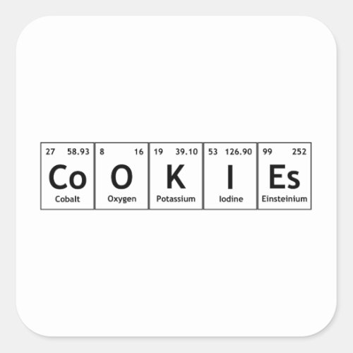 CoOKIEs Chemistry Periodic Table Words Elements Square Sticker