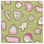 Cookies Christmas Green Fabric