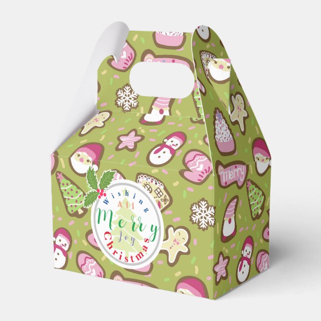 Cookies Christmas Green Favor Box (Front Side)