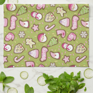 Cookies Christmas Green Kitchen Towel