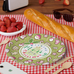 Cookies Christmas Green Paper Plates