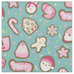 Cookies Christmas Turquoise Fabric