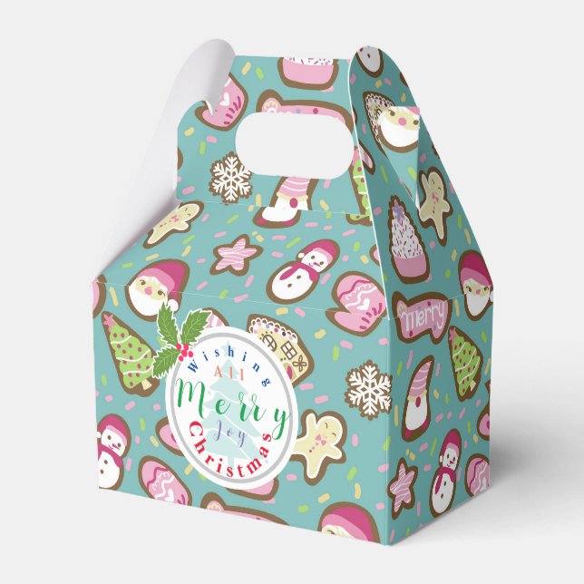 Cookies Christmas Turquoise Favor Box (Front Side)