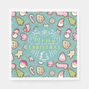 Cookies Christmas Turquoise Napkins