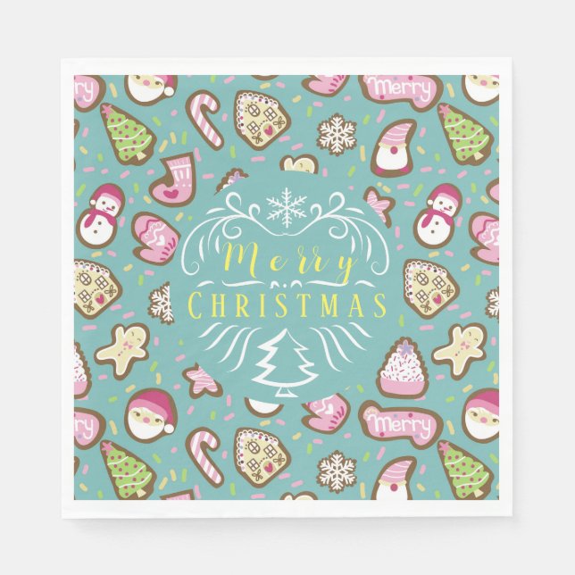 Cookies Christmas Turquoise Napkins (Front)