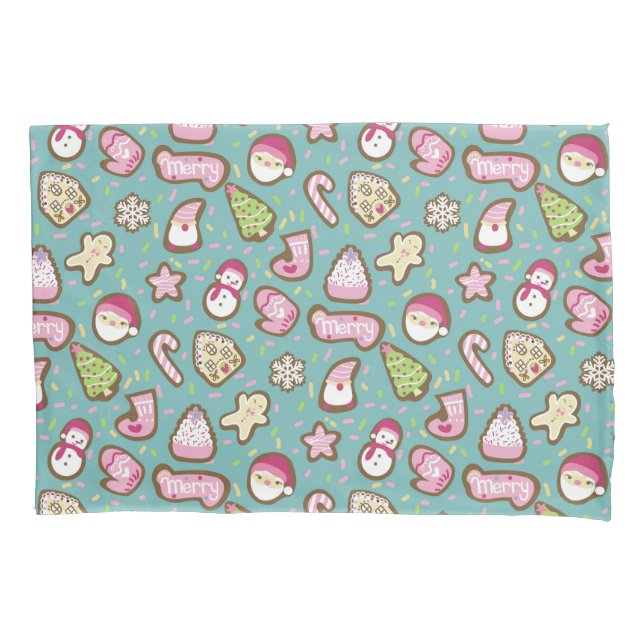 Cookies Christmas Turquoise Pillow Case (Front)