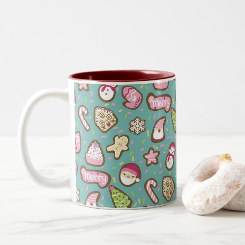 Cookies Christmas Turquoise Two_Tone Coffee Mug