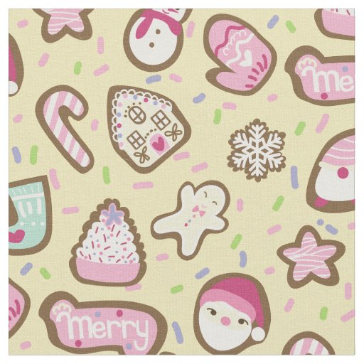 Cookies Christmas Yellow Fabric