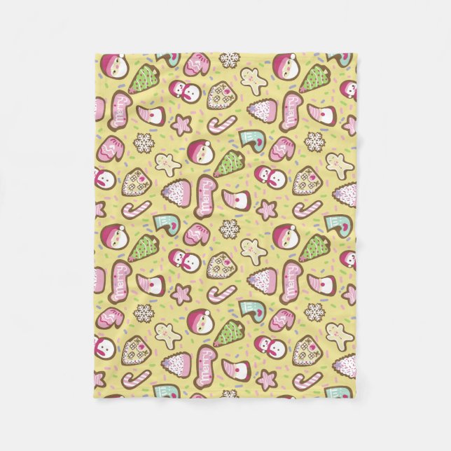 Cookies Christmas Yellow Fleece Blanket (Front)