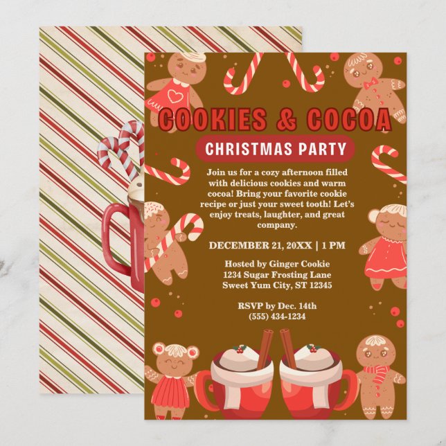 Cookies & Coca Christmas Brown Party Invitation (Front/Back)