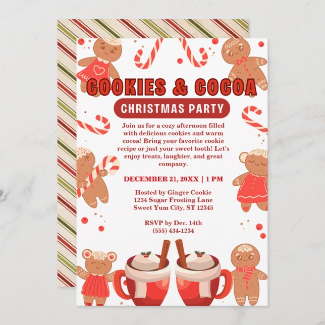 Cookies & Coca Christmas White Party Invitation (Front/Back)