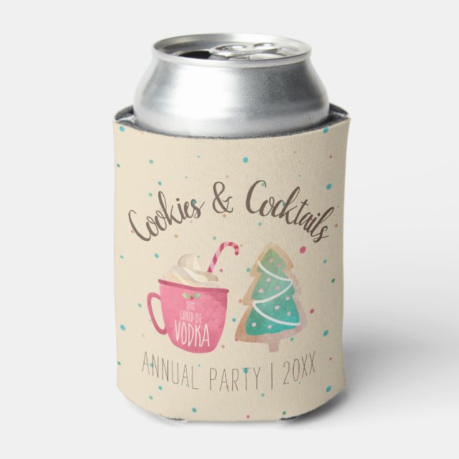 Cookies & Cocktails Christmas Holiday Party Favor Can Cooler (Can Front)