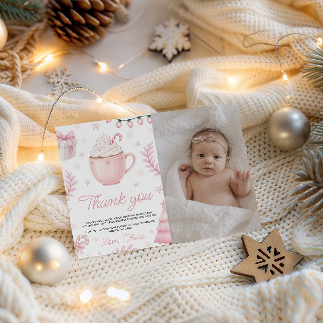 Cookies & Cocoa Birthday Photo Thank You Invitation (Creator Uploaded)