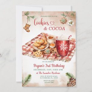 Cookies & Cocoa Christmas 3rd Birthday Party Invitation