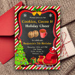 Cookies Cocoa Christmas Birthday Party Invitation<br><div class="desc">Amaze your guests with this Christmas theme birthday party invite featuring a Santa's Sleigh,  a Christmas tree and other cute holiday elements against a chalkboard background. Simply add your event details on this easy-to-use template to make it a one-of-a-kind invitation.</div>