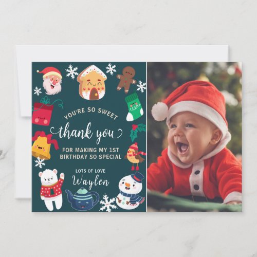 Cookies  Cocoa Christmas Birthday thank you card