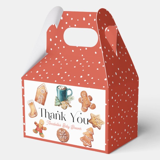 Cookies & Cocoa Christmas Holiday Baby Shower Favor Boxes (Front)