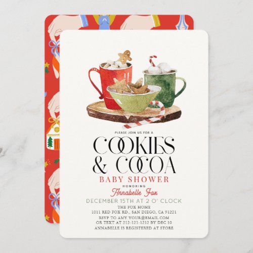 Cookies  Cocoa Christmas Holiday Baby Shower Invitation