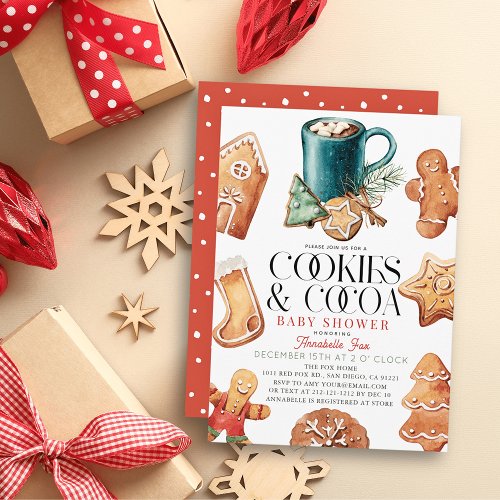 Cookies  Cocoa Christmas Holiday Baby Shower Invitation