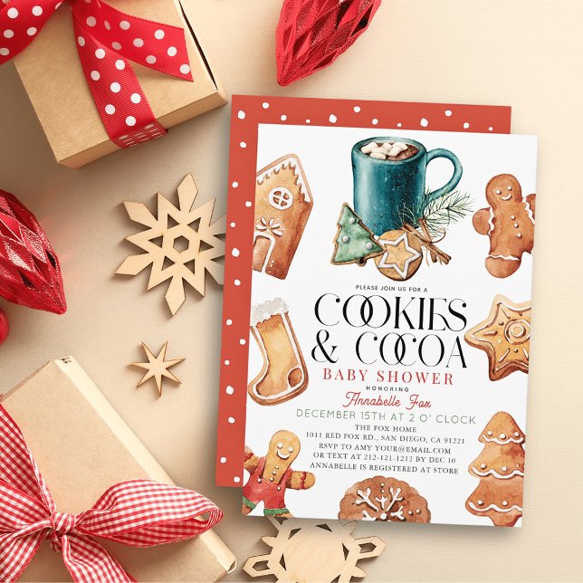 Cookies & Cocoa Christmas Holiday Baby Shower Invitation (Creator Uploaded)