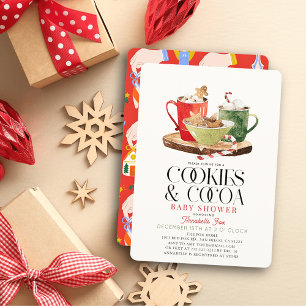 Cookies & Cocoa Christmas Holiday Baby Shower Invitation