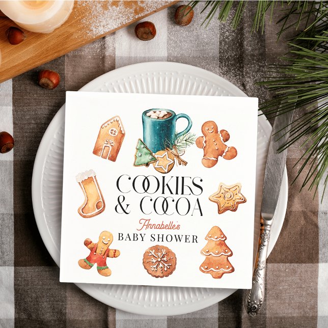 Cookies & Cocoa Christmas Holiday Baby Shower Napkins (Creator Uploaded)