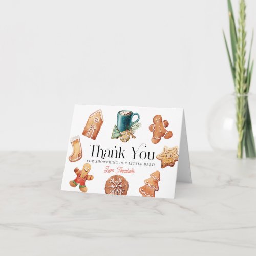 Cookies  Cocoa Christmas Holiday Baby Shower Thank You Card