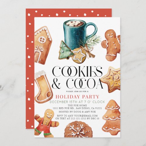 Cookies  Cocoa Christmas Holiday Party Invitation