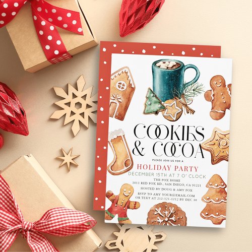 Cookies  Cocoa Christmas Holiday Party Invitation