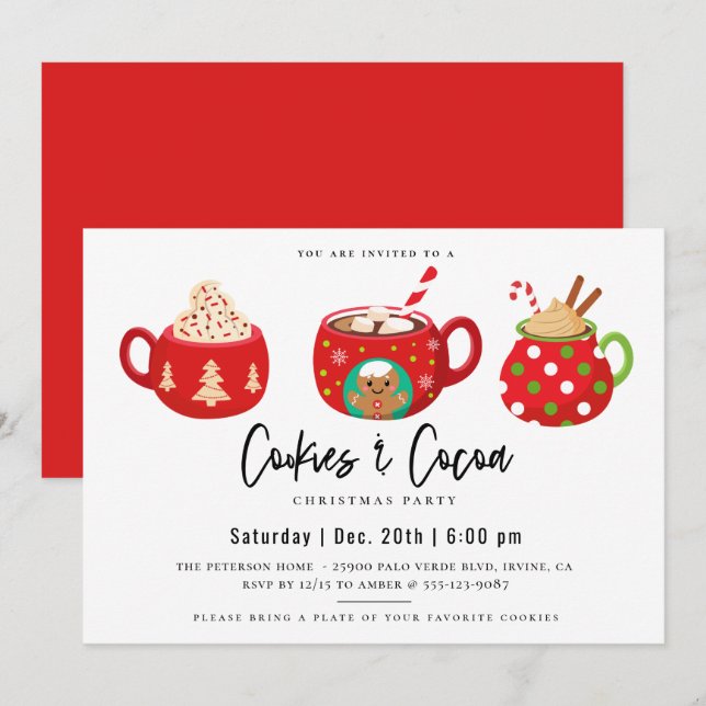 Cookies & Cocoa Christmas Party Invitation (Front/Back)
