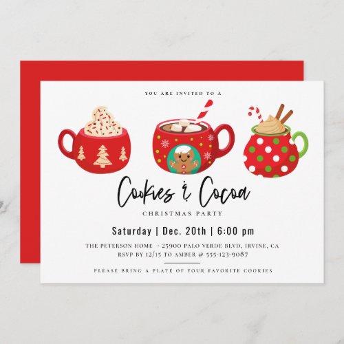 Cookies  Cocoa Christmas Party Invitation