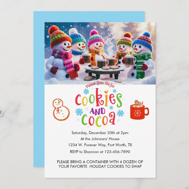 Cookies & Cocoa Cookie Exchange Personalized Invitation (Front/Back)