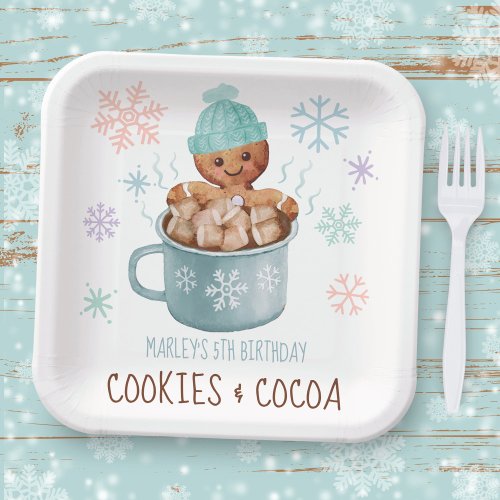 Cookies  Cocoa Gingerbread Boy Winter Birthday Paper Plates