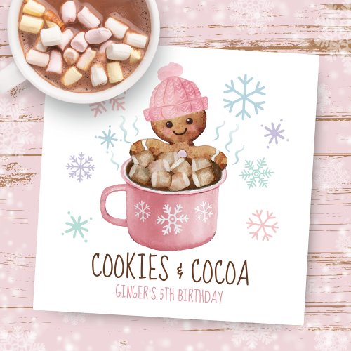 Cookies  Cocoa Gingerbread Girl Winter Birthday Napkins