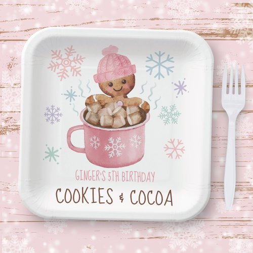 Cookies  Cocoa Gingerbread Girl Winter Birthday Paper Plates