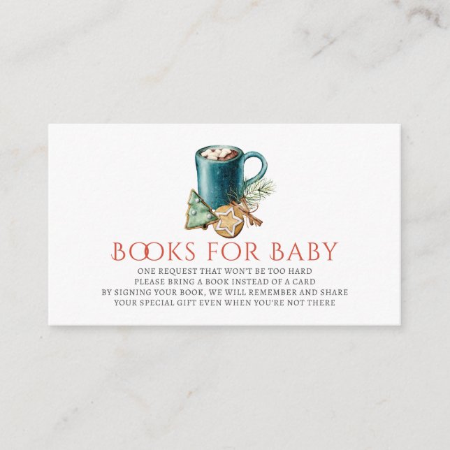 Cookies & Cocoa Holiday Baby Shower Book Request Enclosure Card (Front)