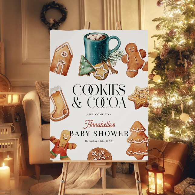 Cookies & Cocoa Holiday Baby Shower Welcome Foam Board (Creator Uploaded)