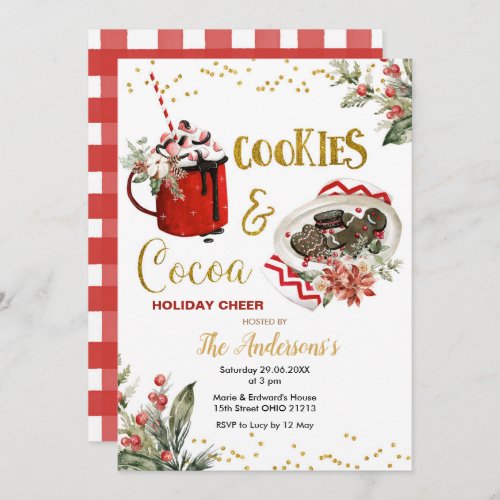Cookies  Cocoa Holiday Cheer Party Invitation