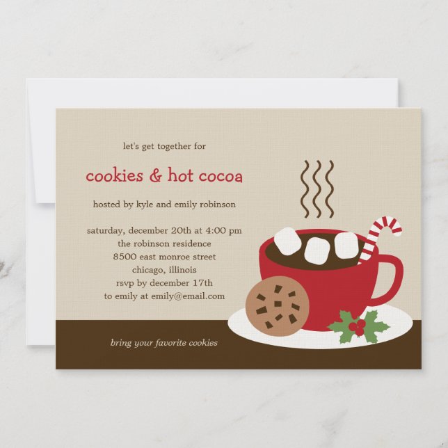 Cookies & Cocoa Holiday/Christmas Party Invitation (Front)