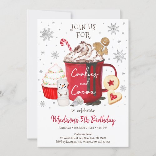 Cookies  Cocoa Hot Cocoa Winter Birthday Invitation