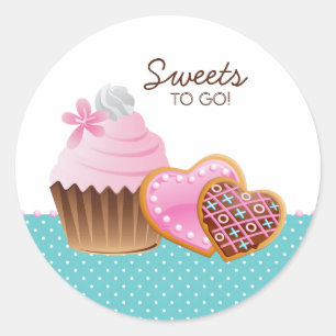 Cookies Cupcake Bakery Cute Polka Dots Modern Classic Round Sticker