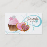 Cookies Cupcake Bakery Cute Swirl Modern Blue Business Card at Zazzle