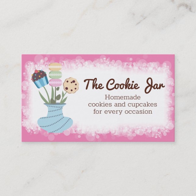 Cookies cupcake flower vase bakery baking business card (Front)