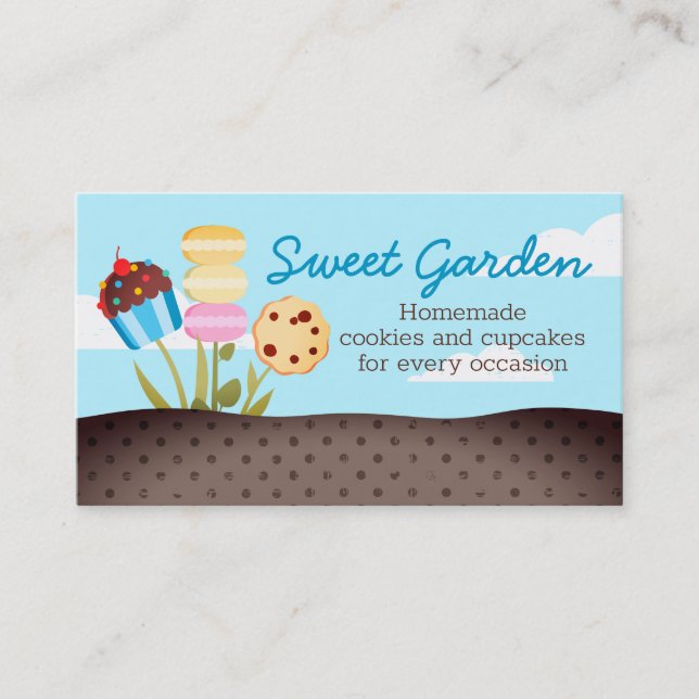 Cookies cupcake garden bakery baking business card (Front)