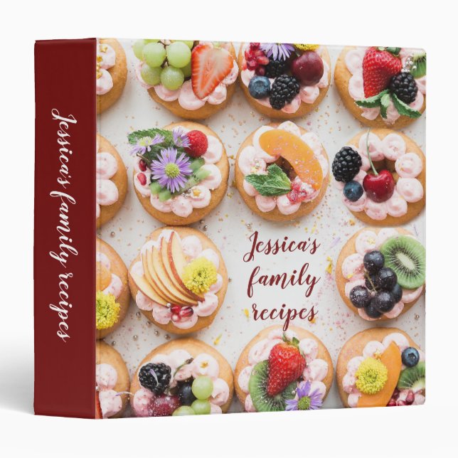 Cookies Custom Name Family Recipes Pastries Photo 3 Ring Binder (Front/Spine)